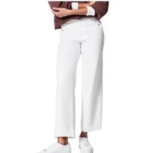 NWT Spanx Stretch Twill Cropped Wide Leg Pants/ L/G/G Tall/ Bright White